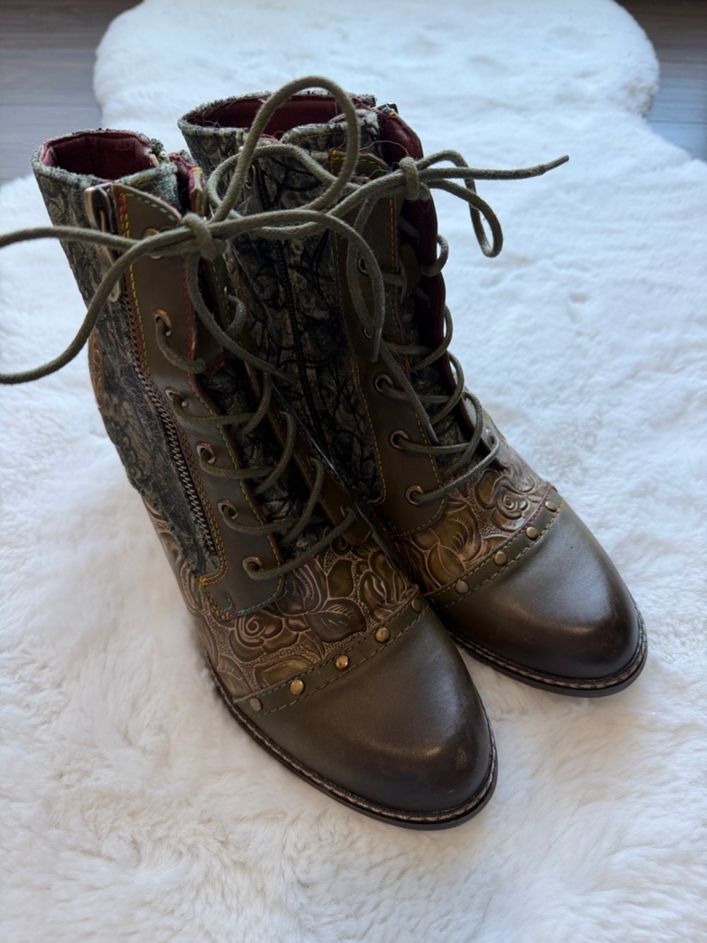 L’artiste Spring Step Avyanna Cap Toe Bootie Olive Green size EU 40/US 9 - Picture 2 of 16
